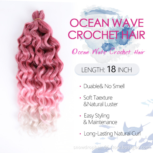 Factory Direct Sale Ocean Wave Crochet Hair 24 18 Inch Hawaii Curl Hair Synthetic Braiding Hair Extensions Hawaii